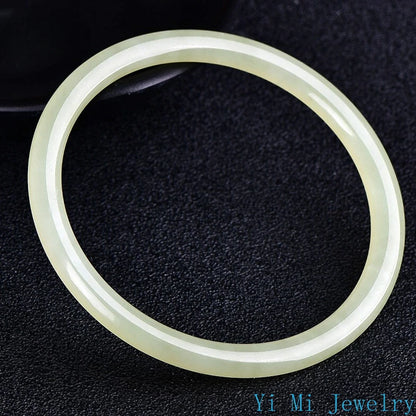 Natural Hetian Jasper Bracelet Green  White Jade Fine Round Female Jingle Bangles Fashion Exquisite Luxury Jewelry Holiday Gifts