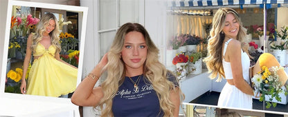 Blonde Balayage Lace Front Wig Free Part HD Lace Wig Realistic Look Dark Brown Roots Natural Wavy Synthetic Heat Resistant Fiber