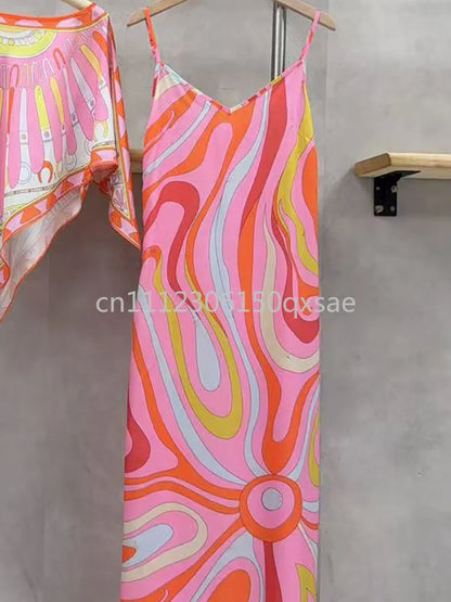 Luxury Design Women's Pink Cloaks Dress Sets with Designer Signature Letter Logo Classic Brand  Women's Top Quality Tops Sets