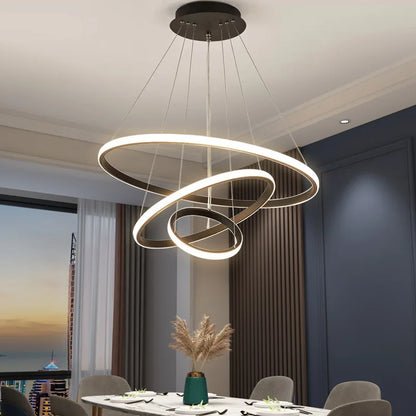 Nordic Simple Circles LED Chandelier 3 Rings Lights for Dining Bar Living Room Pendant Lamp Loft Home Decoration