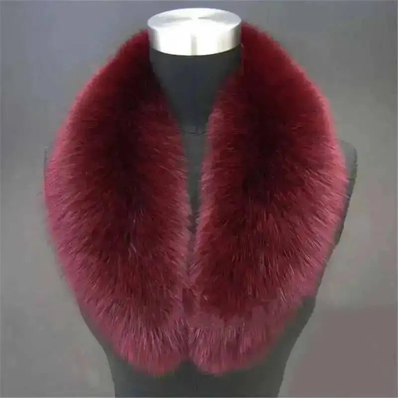 Natural Color Raccoon Fox Real Fur Collar Scarf Genuine Big Size Scarves Warp Shawl Neck Warmer Stole Muffler with Clip Loops #6