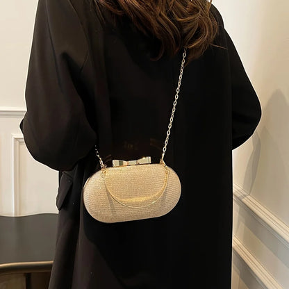 Light luxury sequined hand-held dinner bag, elegant style bag, high-end chain single-shoulder crossbody bag