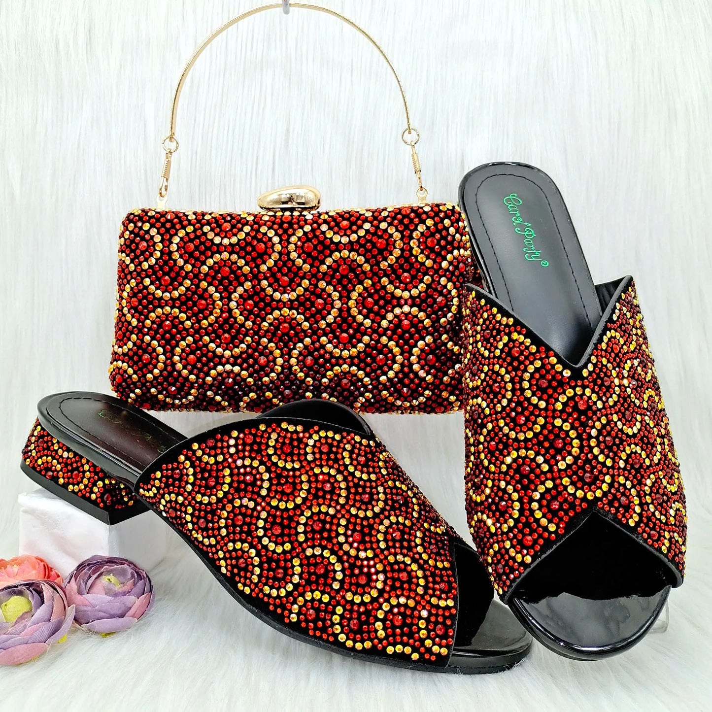 Doershow Italian Shoes And Bag Sets For Evening Party With Stones Italian Leather Handbags Match Bags!  SRT1-8