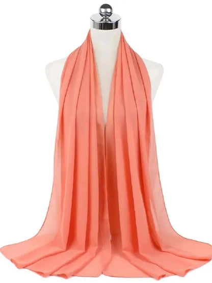 New Fashion Women Solid Chiffon Headscarf Ready To Wear Instant Hijab Scarf Muslim Shawl Islamic Hijabs Arab Wrap Head Scarves