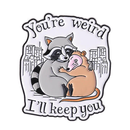 Cartoon Cute Dog Raccoon Rabbit Brooch Enamel Pins Creative Animal Quotes Brooch Lapel Badge Backpack Accessories Jewelry Gift