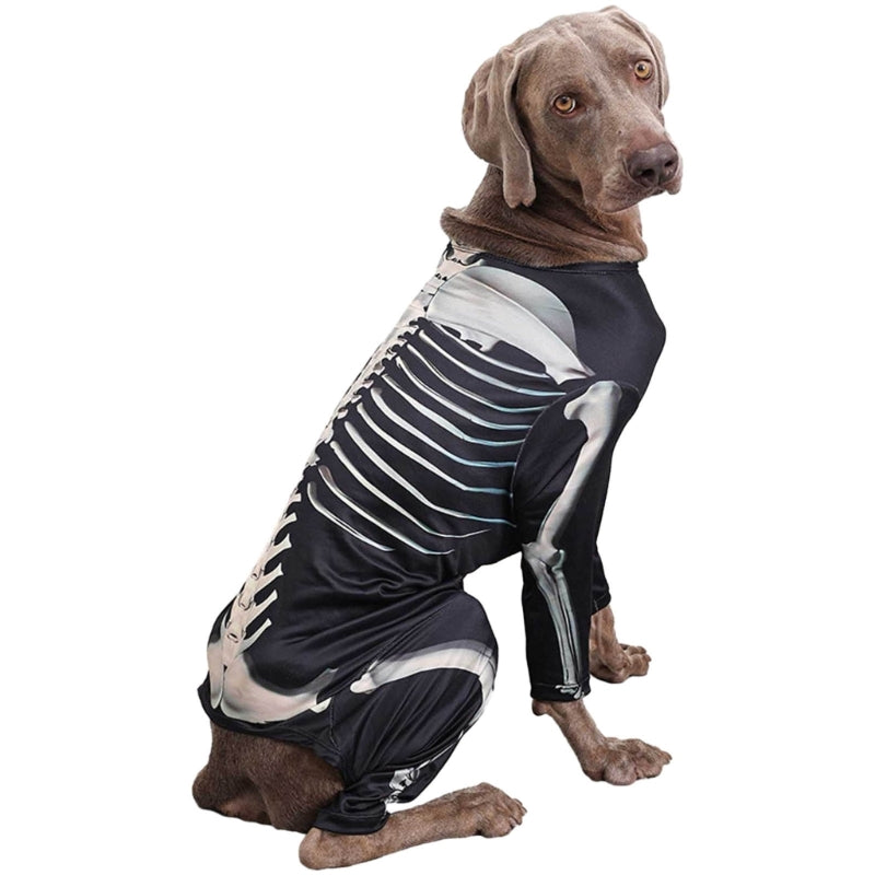 Pet Suit 4leg Hoody Shirt Pullover Outfit Large Dog Halloween Skeleton Costume