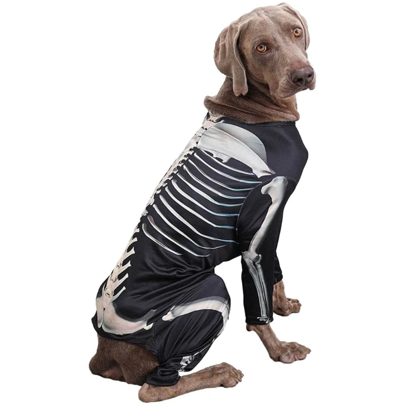 Pet Suit 4leg Hoody Shirt Pullover Outfit Large Dog Halloween Skeleton Costume