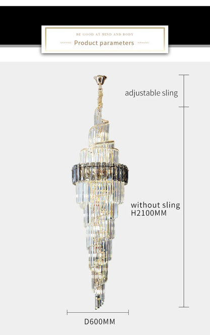 Light Luxury Large Chandelier Spiral Staircase Chandelier Luxurious And Atmospheric Duplex Villa Hotel Lobby Chandelier