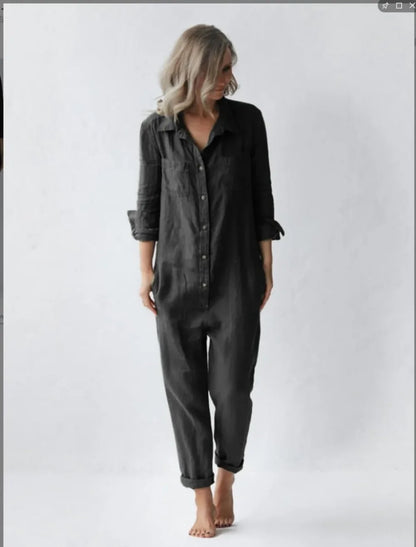 Cotton Jumpsuit Women Sexy Vintage Romper Long Pants Slim Bodycon Jumpsuits Long Sleeve Streetwear Green Y2k Casual Cargo Pants