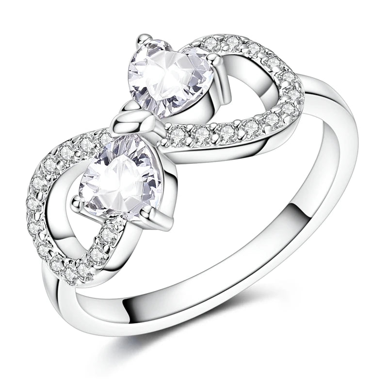 LAZA 925 Sterling Silver Colorful Rings Sparking Zirconium Bowknot Moon Sun Original Ring For Women Anniversary Wedding Gifts