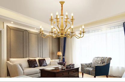 2022 modern black/gold wrought iron candle light retro Europe and America 6 12 16 lights chandelier dining room chandelier