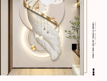 Entrance LED Mural Light Feather For Corridor Living Room Hallway Kitchen Modern Hanging Paintings Home Decoration Art Wall Lamp