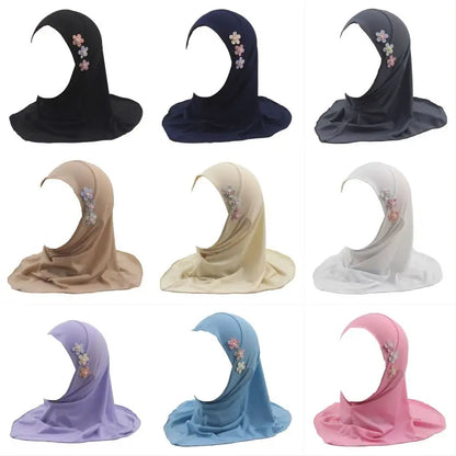 Muslim Hijab for Girls, Arab Turban, Islamic Khimar, Directly Instant Hijab, Plain Color Scarf, Flower Color in Random