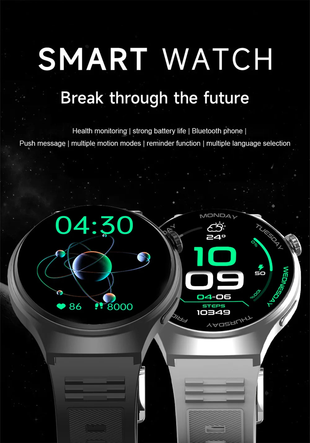 LAXASFIT 1.52" HD Smart Watch Game Dial Dynamic Dial Bluetooth Call Voice Assistant Fitness Tracker Wireless Charging
