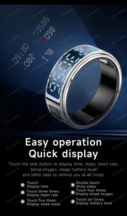 2026 Smart Ring with Display Screen and Touch, Wireless Charging, Health Manager, 5 ATM Waterproof For Men Women Rings R12 R11