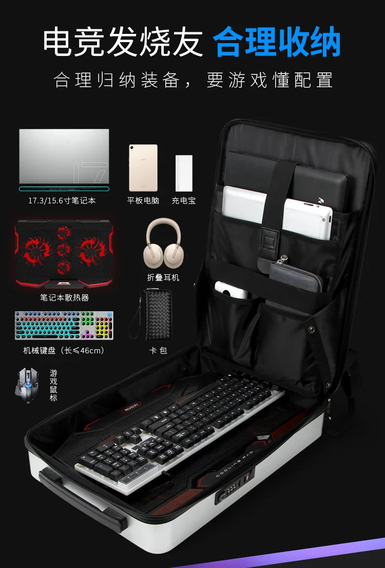 Gaming Laptop Backpack Anti-theft Waterproof Backpack USB Men's PC Hard Shell Business Travel Backpack Stereotype Game Bag 17.3