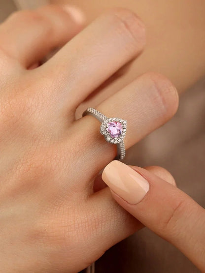 Gorgeous Zircon Romantic Love Heart Ring for Women Engagement Wedding Real 925 Sterling Silver Luxury High Quality Fine Jewelry