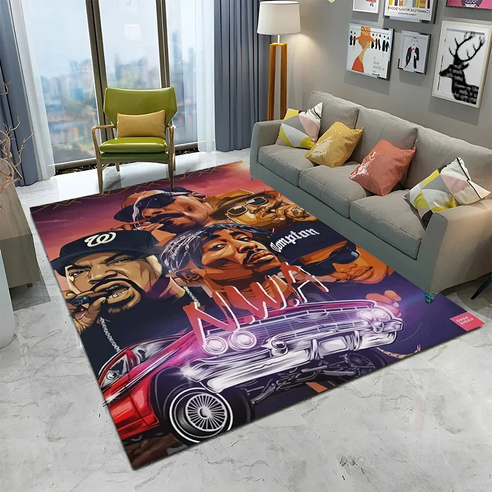 Legend Star Hip Hop Rapper Art Carpet Rug for Home Living Room Bedroom Sofa Doormat Decor,kids play Area Rug Non-slip Floor Mat