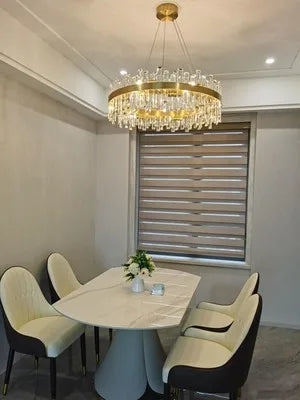 LED Postmodern Golden Chrome Silver Round Oval Crystal Chandelier Lighting Suspension Luminaire Lampen For Dinning Room