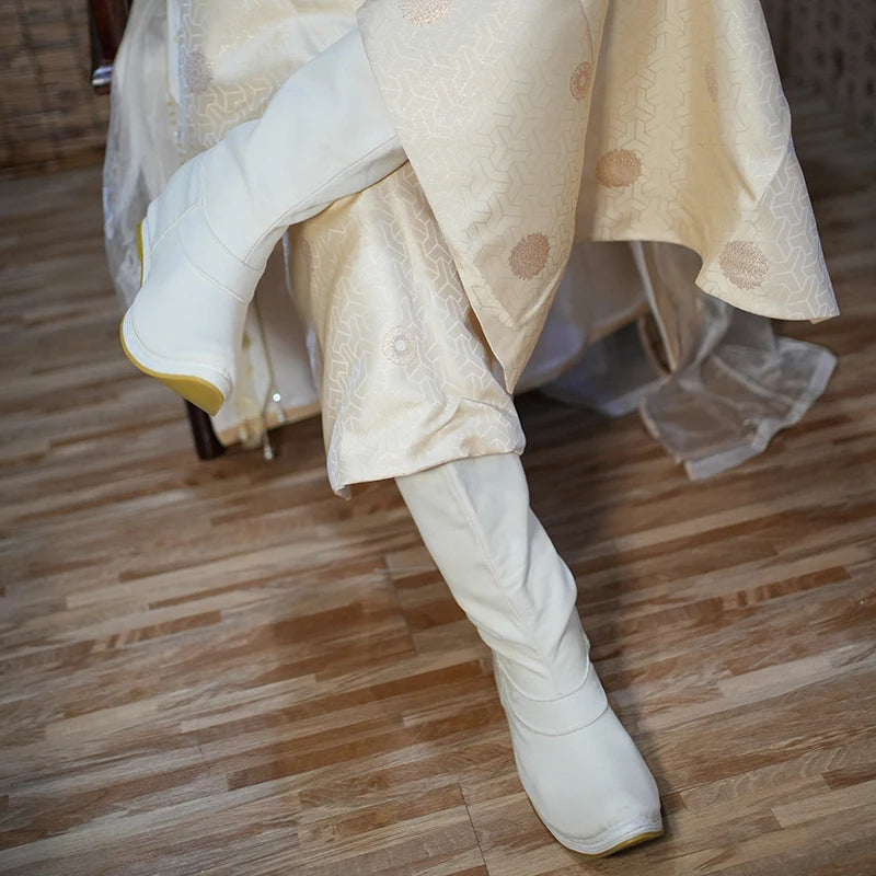 Fulujiacos Hanfu boots men's and women's boots Song Dynasty upturned mid top boots