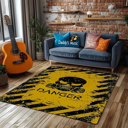 Skull Gas Mask Drum Rug, Non-Slip Washable Area Carpet for Room Office, Artistic Gift Decor