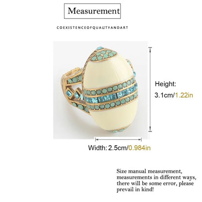 Vintage Oval Sea Blue Crystal Rings Natural Stone White For Woman 18k Real Gold Plated Luxury Antique Jewelry High Quality 2026