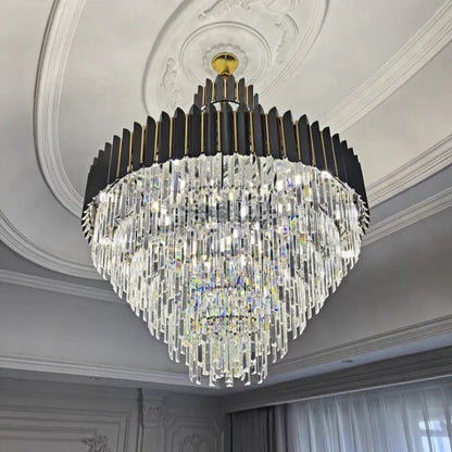 Home Deco Crystal Collection LED Black Gold Chandelier Lighting Lustre Hanging Lamp Suspension Luminaire Lampen For Dinning Room