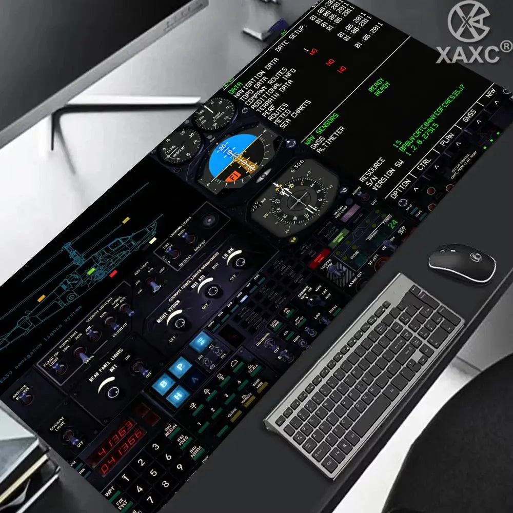 Rolling in the Sky: Professional Helicopter Cockpit Mouse Pad - XXL Gaming Desk Mat for Flight Simulator & Office XAXC