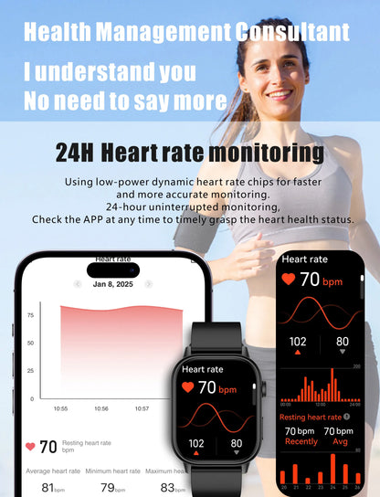 LIGE 2026 For Android IOS GPS Smart Watch Women 2.01" HD Screen Heart Rate Bluetooth Call Compass IP68 Waterproof Men Smartwatch