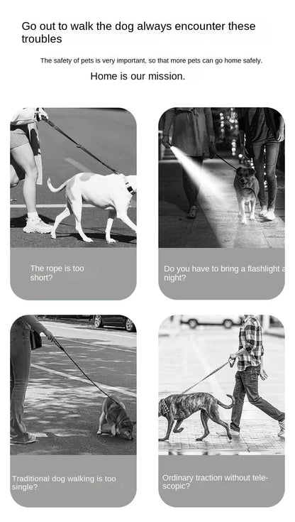 Pet Traction Device Multi Functional Dog Traction Rope Automatic Telescopic LED Lighting Dog Chain Walking Tool New DropShipping