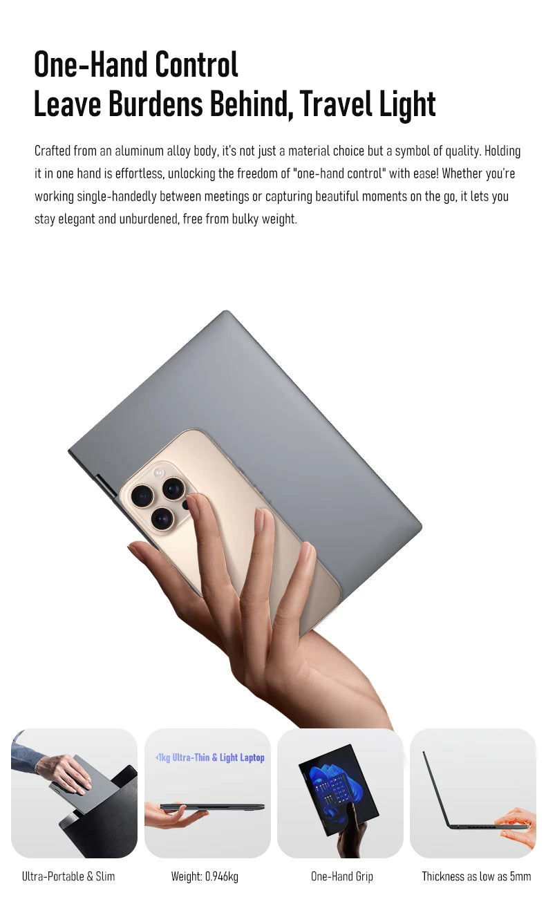 Zwide N11 Mini Laptop 10.5-inch Core i5-1235U Slim Business Office Portable Pocket Tablet PC
