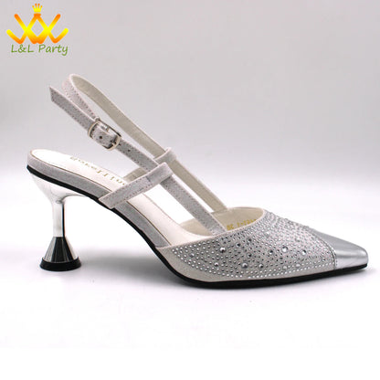 Sky Blue Color High Quality New Arrivals 2024 Italian Desing African Women Shoes and Bag Set Sweet Style Super Heels for Wedding