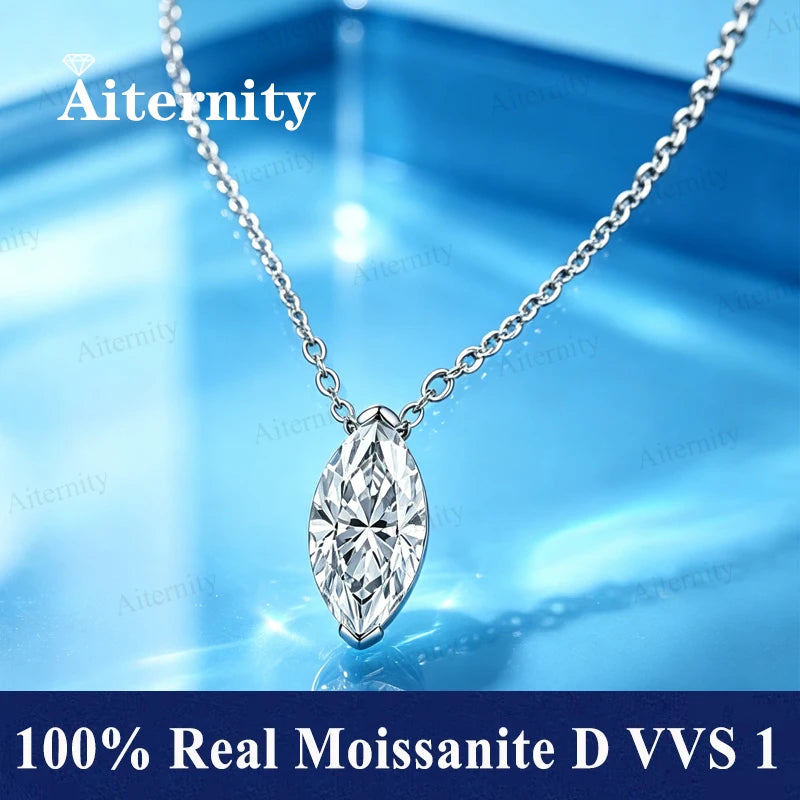 Asscher Cut Moissanite 0.5 Carat 1 Carat 2 Carat Women's Necklace GRA Certified Pendant D VVS S925 Silver Wedding Party Jewelry