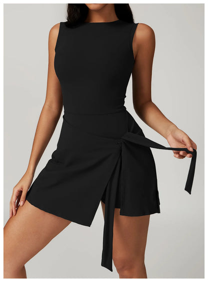 Romper Backless Set Long Sleeved Gym Sports Fitness Bodysuit Siamese Sportswear Women Clothes Jumpsuit Skirt Playsuit Yoga Suit