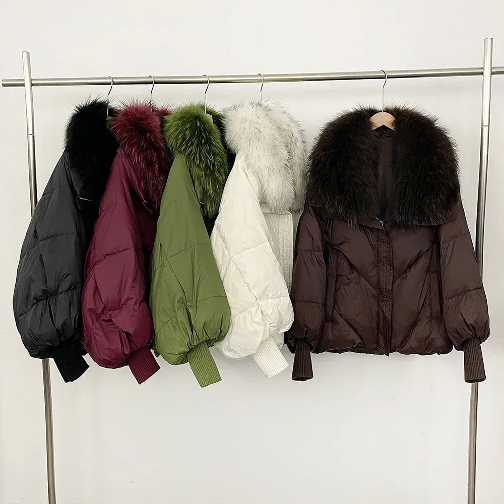 Women's down Jacket Waterproof Lightweight Puffer Jacket with Fur New Coats and Jackets Luxury Padding Reversible Coat with Zip