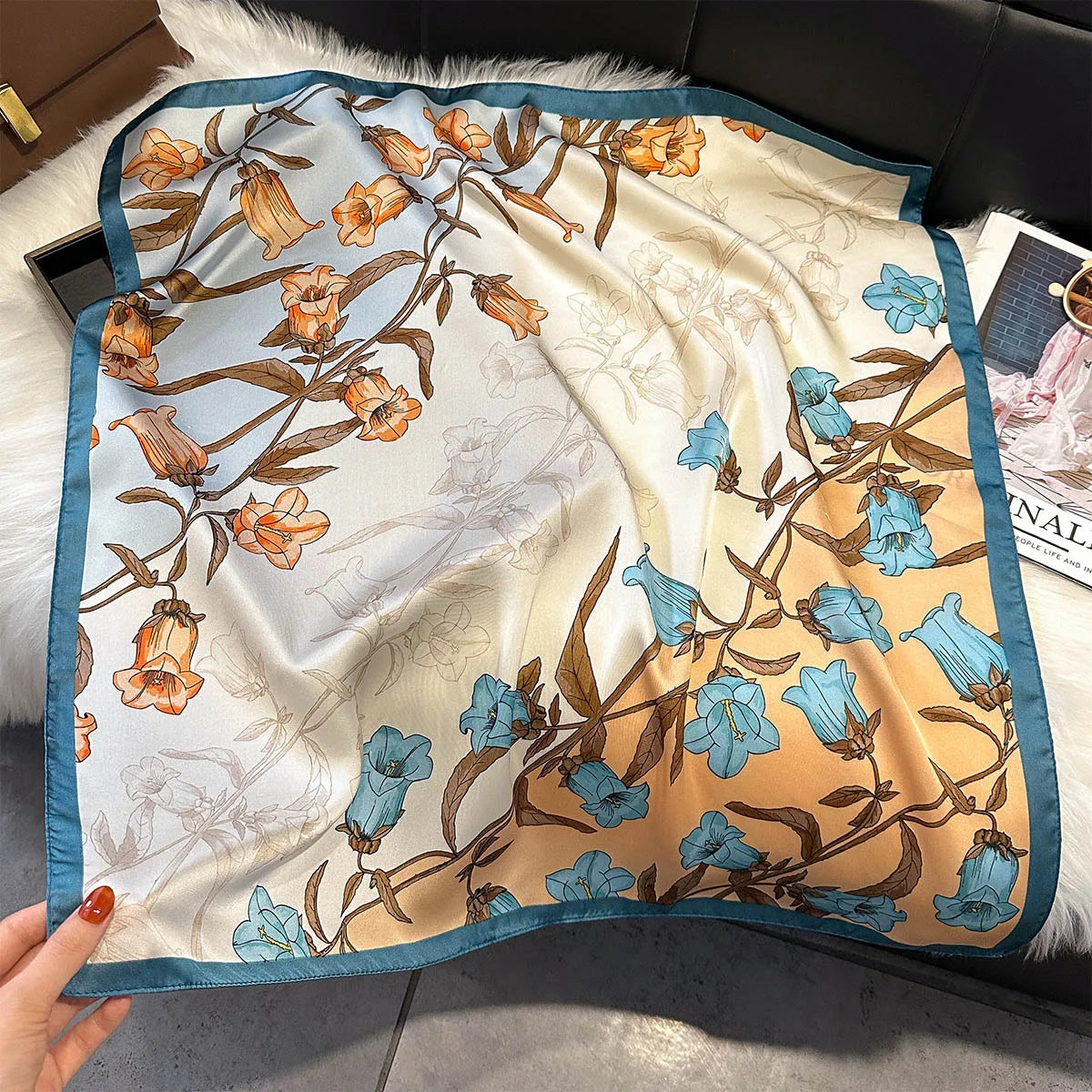2025 New Paisley Print Silk Scarf for Women Square Hijab Soft Neck Tie Female Fashion Decoration Silk Headscarf 70*70cm Kerchief