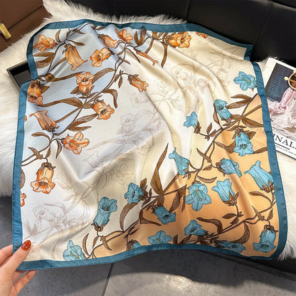 2025 New Paisley Print Silk Scarf for Women Square Hijab Soft Neck Tie Female Fashion Decoration Silk Headscarf 70*70cm Kerchief