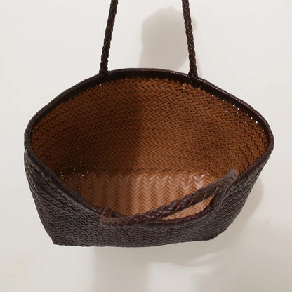 Handbags Women's Genuine Leather Shoulder Bag Weaving Casual Shopping Bag Vintage Big Tote Purse Cowhide Cross Hand Bags Lady