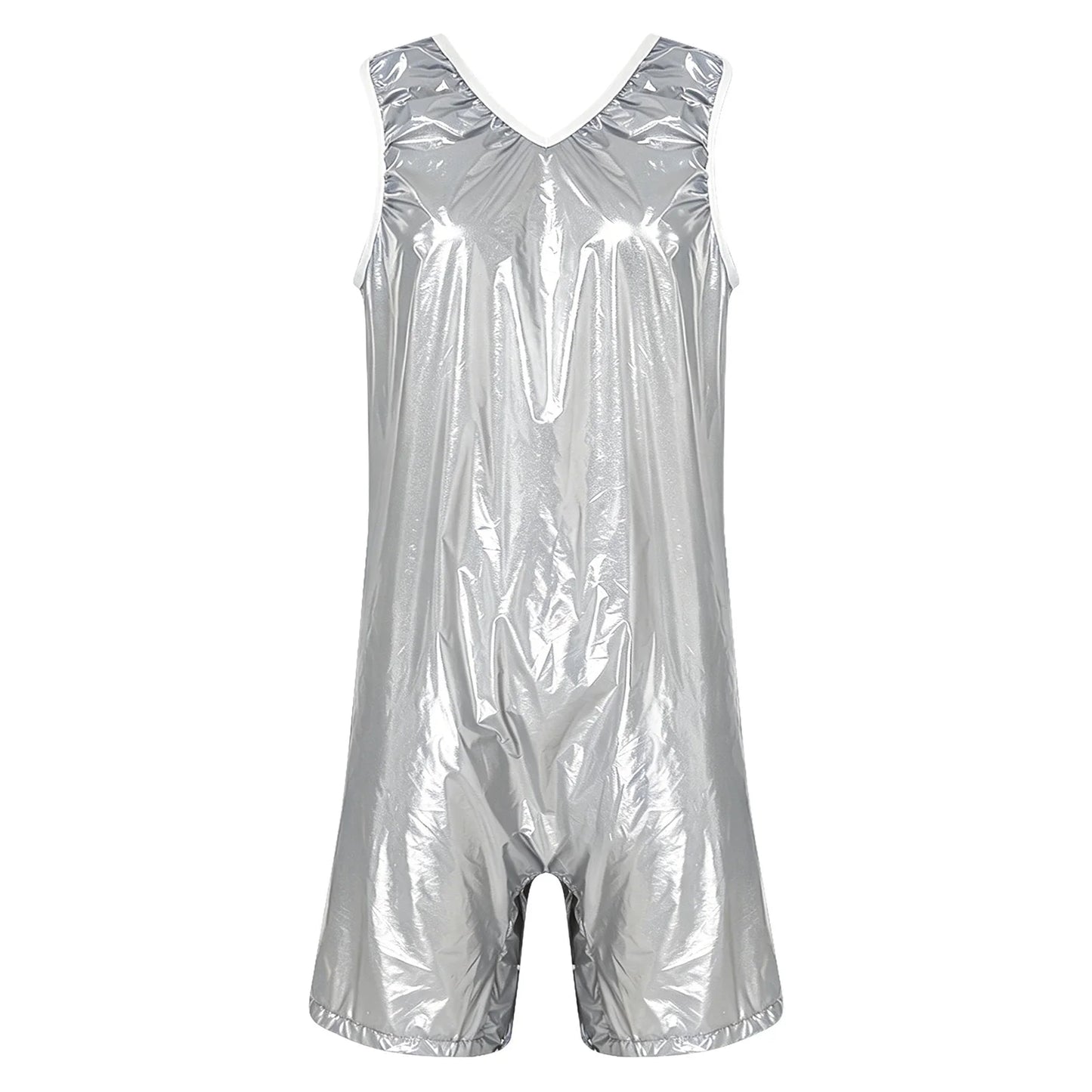Womens Waterproof Rompers Adaptive Nightwear Glossy Sleeveless Buttons Crotch Bodysuit Sports Swimwear Special Needs Clothing