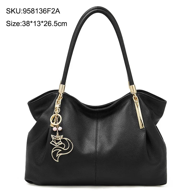 FOXER 2026 New Women's Shoulder Bag Genuine Leather Elegant Female Tote Large Bag Fashion Handbag Commuter Luxury Gift