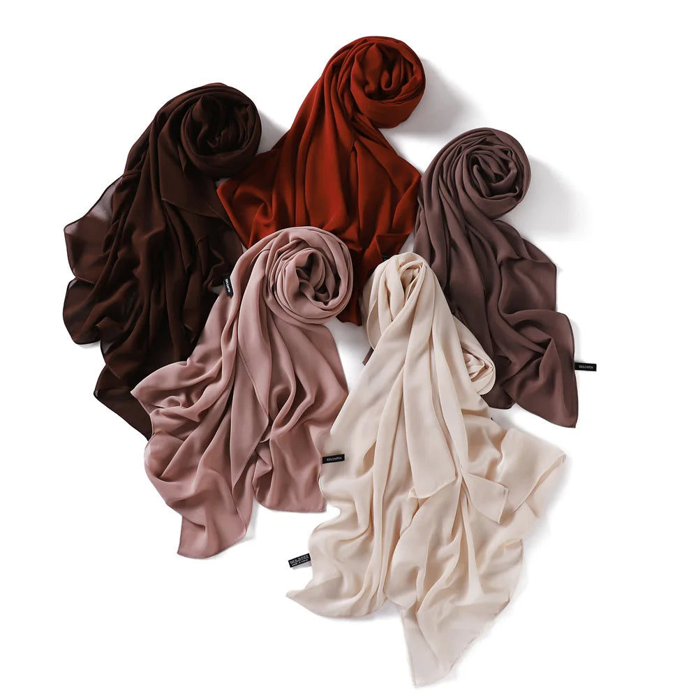 70*180cm Muslim Chiffon Hijab Shawls Scarf Women Solid Color Head Wraps Women Hijabs Scarves Ladies Foulard Femme Muslim Veil