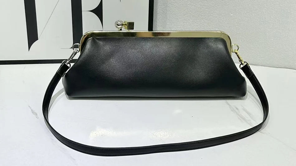 Women Long Armpits Clutch Bag With Removable Shoulder Strap Fashionable Party Bag Luxury Designer Clip Handbag Purses For Ladies