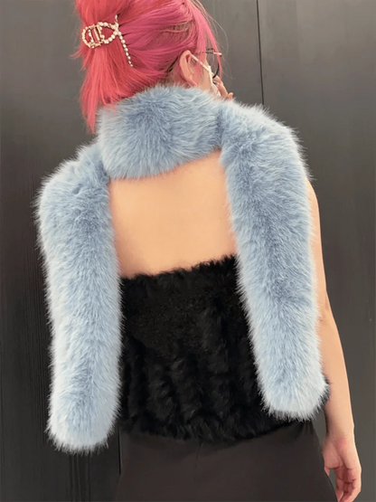 2024 New Winter Imitation Mink Fur Scarf Women Scarf Fluffy Warm Fashion Long Scarf Y2k Girls Europe and America