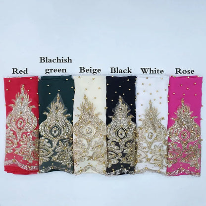 Chiffon Hijab Scarf Muslim Islamic Hijabs Scarves for Woman Long Headwraps with Bead Head Scarf Shawl Wrap Prayer Turbante