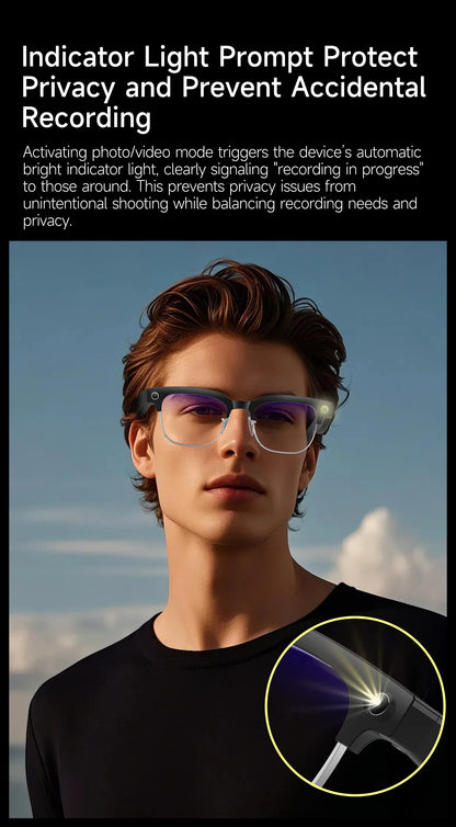 2026 New Men Smart AI Glasses 4K HD 800MP Camera Chat GPT Bluetooth Call Language Translation Wifi Music Player Sunglasses Women