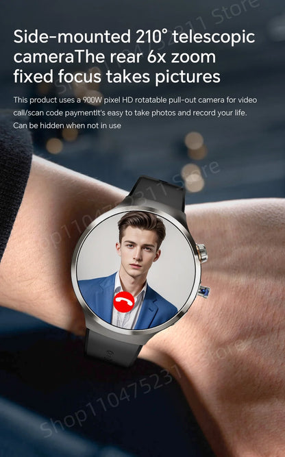 4G 5G Cellular Version Android 13.0 Smartwatch GPS Wifi Smart Watch With 190° Rotary Camera Dual System WIFI Google Play Store
