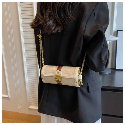 Luxury Brand Women's Evening Messenger Handbag Cylinder Shoulder Bag High-End Designer Stylish Fashion Accessory for Girls