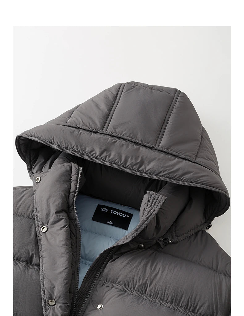 TOYOUTH Women Down Jackets 2025 Winter New Ultra-soft Cicada Wing Puff Hooded 90% Down High Loft Bread Coat
