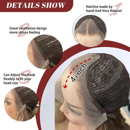 Synthetic Lace Front Wig Short Wavy Bob Wig for Women Blonde Highlights Glueless HD 13X4 Lace Front Wig Pre Plucked Middle Part