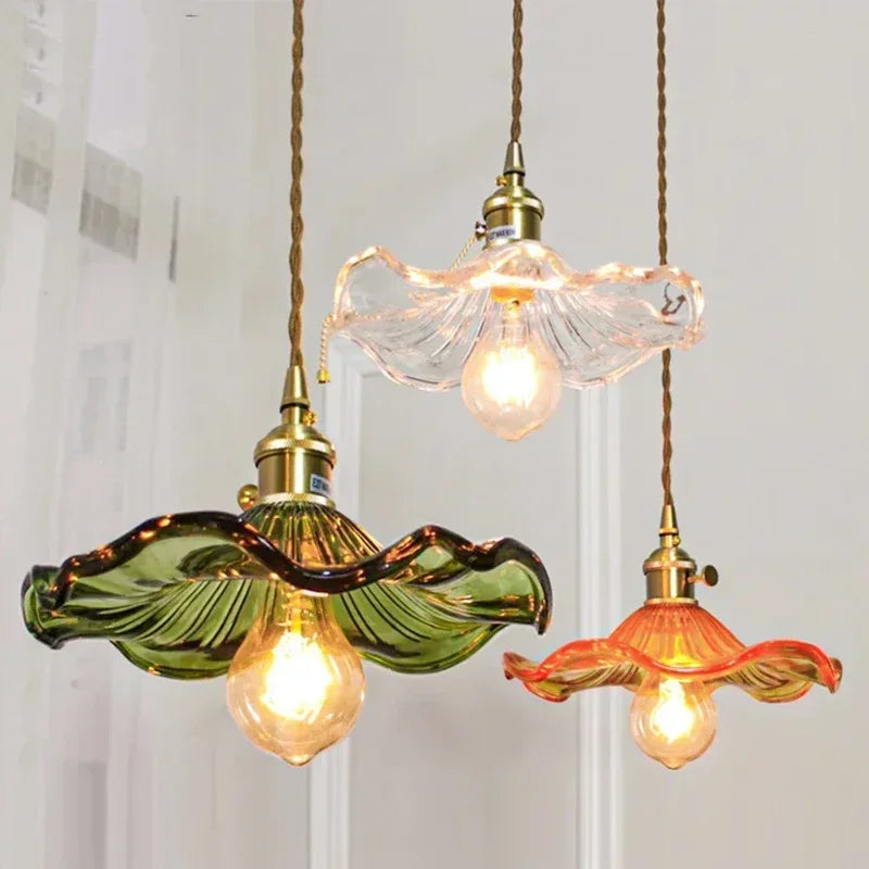 Nordic Minimalism LED Pendant Light Fixtures Bedroom for Living Room Bar Colorful Glass Copper Hanging Lamp Lights